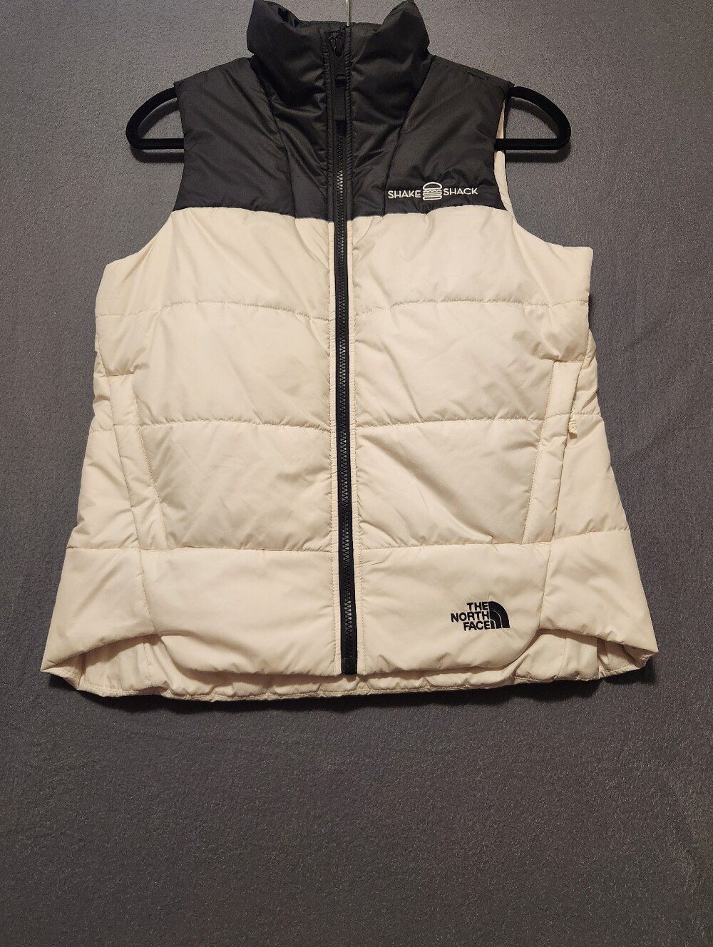 The North Face Vest Jacket Women Size Small Black & White Shake Shack Logo